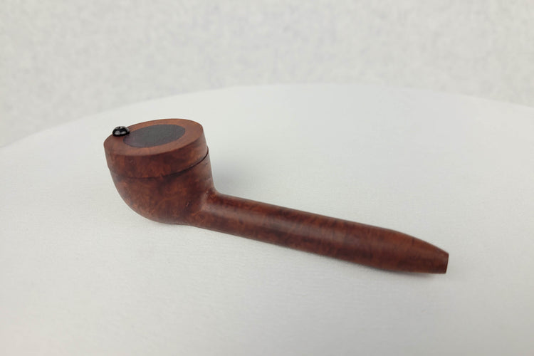 Slender Briarwood Small Bowl Smoking Pipe with Purpleheart Inlayed Cap