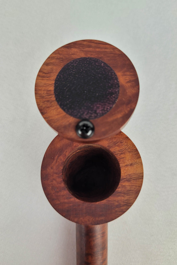 Slender Briarwood Small Bowl Smoking Pipe with Purpleheart Inlayed Cap