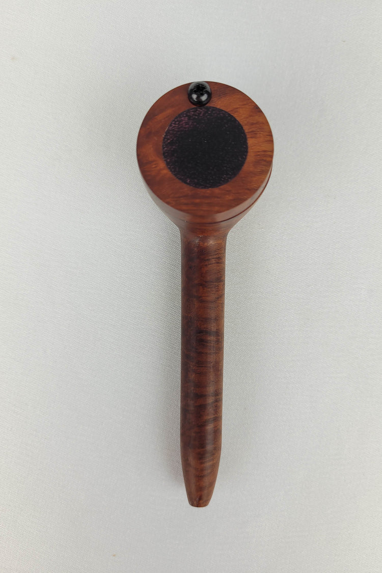 Slender Briarwood Small Bowl Smoking Pipe with Purpleheart Inlayed Cap