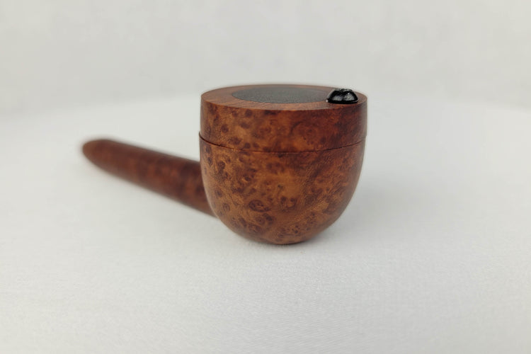 Slender Briarwood Small Bowl Smoking Pipe with Purpleheart Inlayed Cap