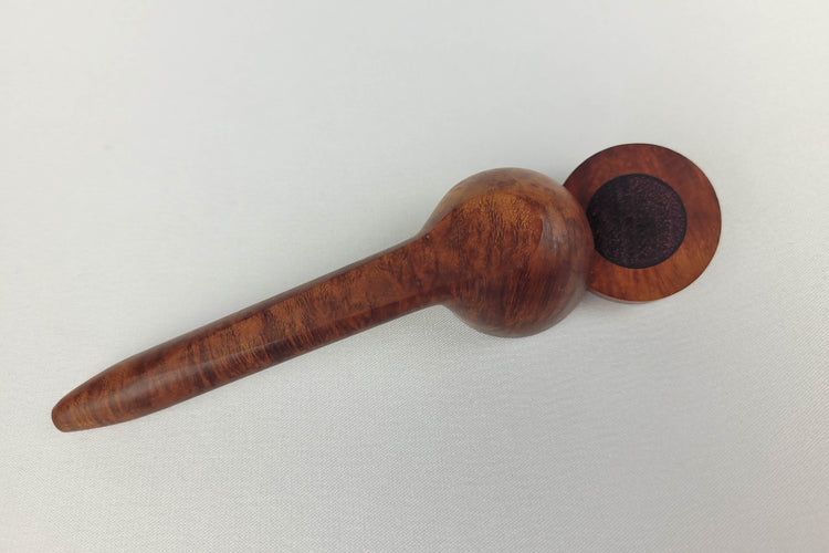 Slender Briarwood Small Bowl Smoking Pipe with Purpleheart Inlayed Cap