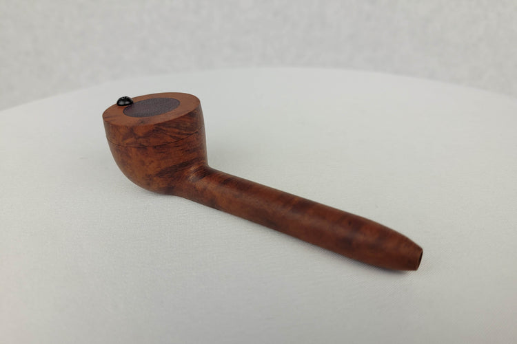 Slender Briarwood Small Bowl Smoking Pipe with Purpleheart Inlayed Cap