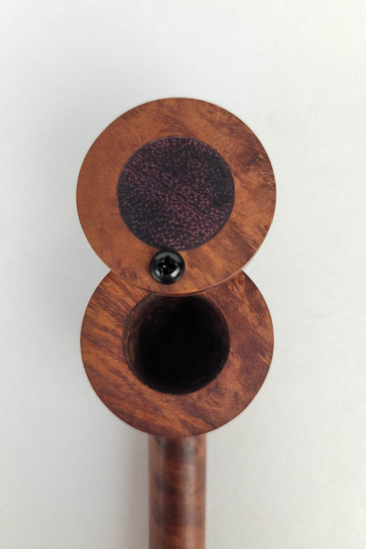 Slender Briarwood Small Bowl Smoking Pipe with Purpleheart Inlayed Cap