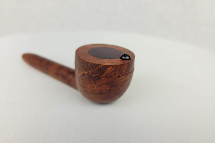 Slender Briarwood Small Bowl Smoking Pipe with Purpleheart Inlayed Cap