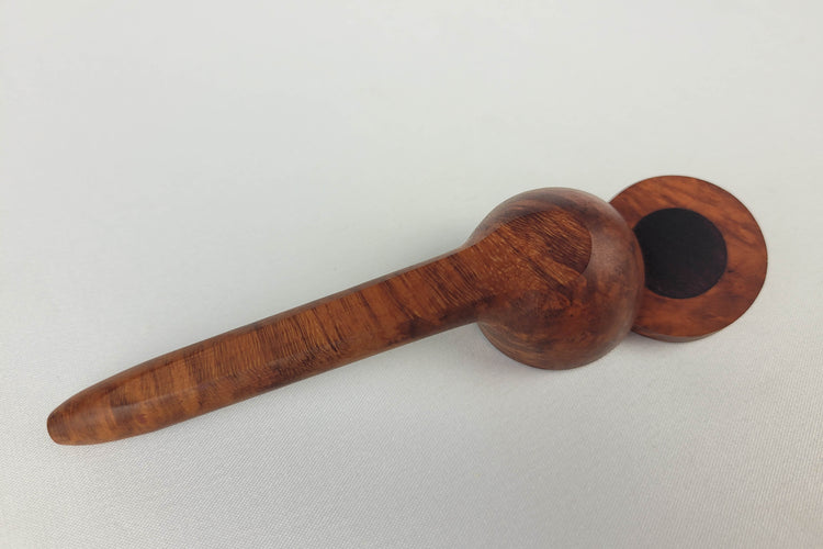 Slender Briarwood Small Bowl Smoking Pipe with Purpleheart Inlayed Cap