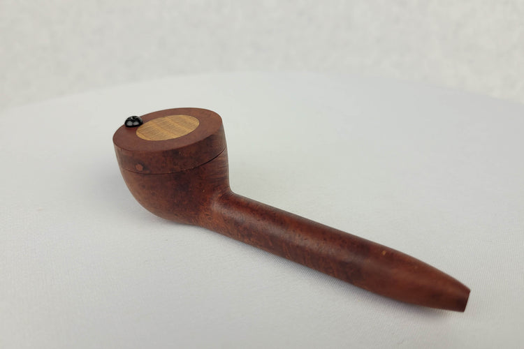 Slender Briarwood Smoking Pipe with Beechwood Inlayed Cap