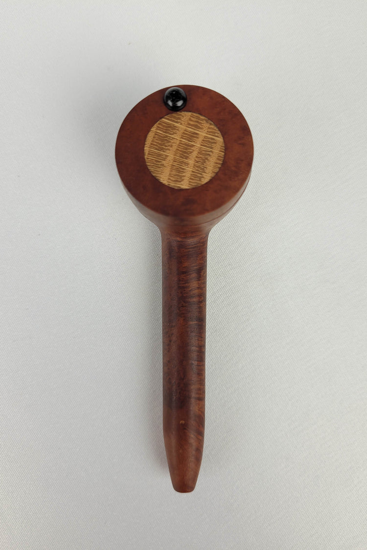 Slender Briarwood Smoking Pipe with Beechwood Inlayed Cap