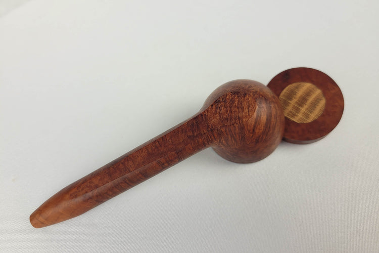 Slender Briarwood Smoking Pipe with Beechwood Inlayed Cap