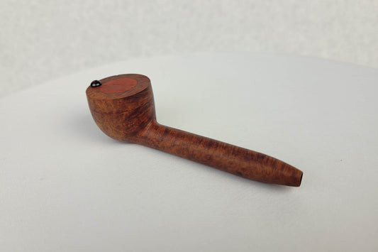 Slender Briarwood Smoking Pipe with Padauk Inlayed Cap