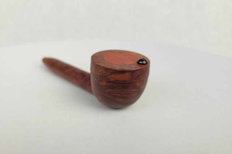 Slender Briarwood Smoking Pipe with Padauk Inlayed Cap