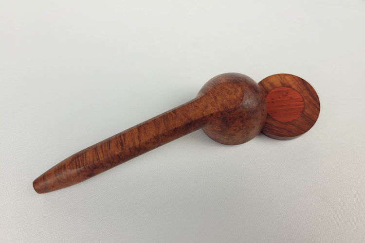 Slender Briarwood Smoking Pipe with Padauk Inlayed Cap