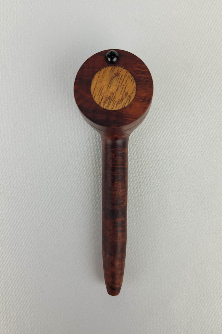 Slender Briarwood Smoking Pipe with Mahogany Inlayed Cap