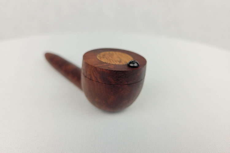 Slender Briarwood Smoking Pipe with Mahogany Inlayed Cap