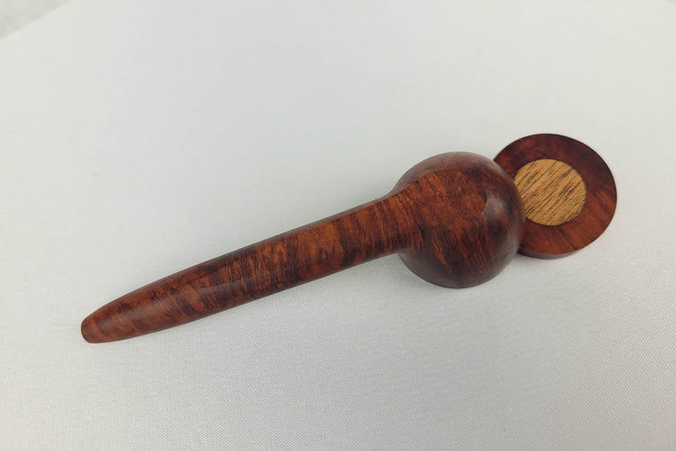 Slender Briarwood Smoking Pipe with Mahogany Inlayed Cap