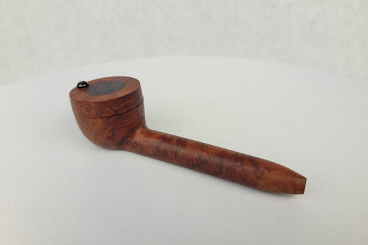 Slender Briarwood Small Bowl Smoking Pipe with Purpleheart Inlayed Cap