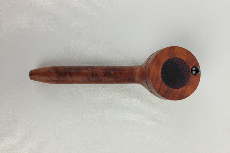 Slender Briarwood Small Bowl Smoking Pipe with Purpleheart Inlayed Cap