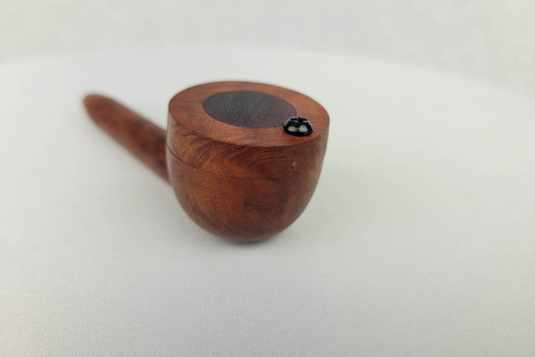 Slender Briarwood Small Bowl Smoking Pipe with Purpleheart Inlayed Cap