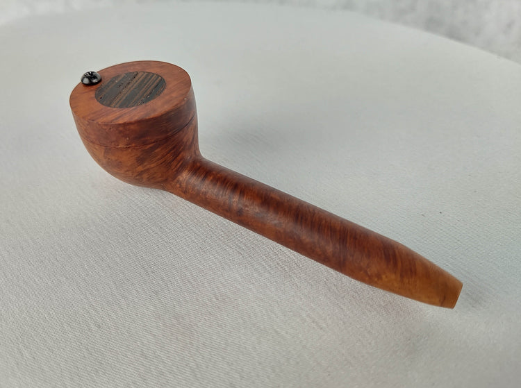 Slender, Small Bowl, Briarwood Smoking Pipe with a Wenge Inlayed Cap