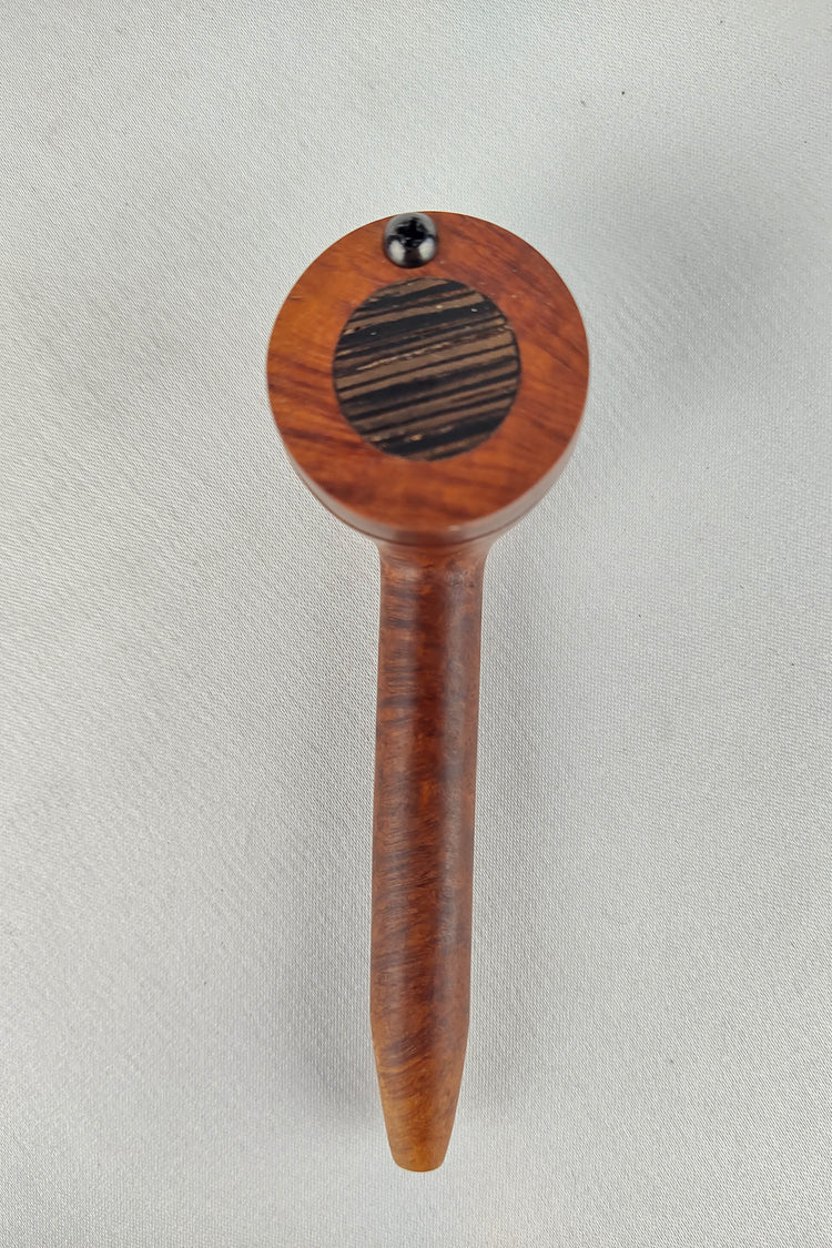 Slender, Small Bowl, Briarwood Smoking Pipe with a Wenge Inlayed Cap