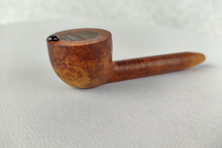 Slender, Small Bowl, Briarwood Smoking Pipe with a Wenge Inlayed Cap