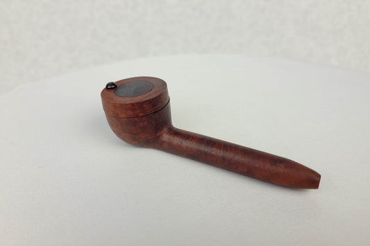 Slender Briarwood Small Bowl Smoking Pipe with Purpleheart Inlayed Cap