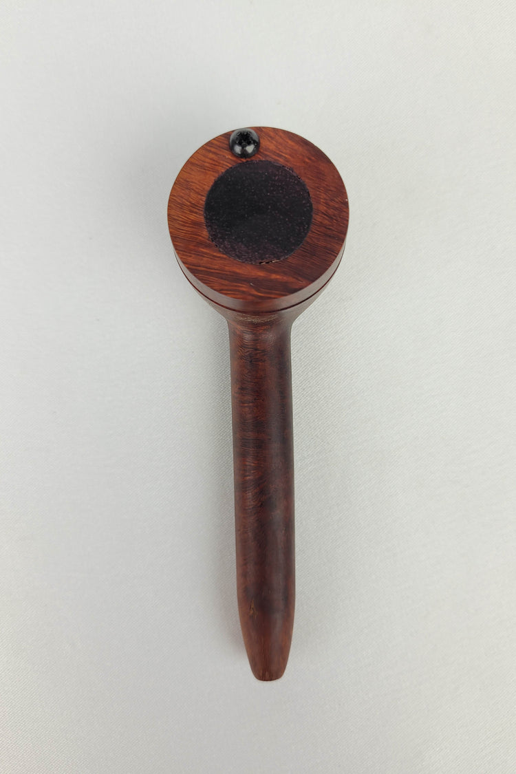 Slender Briarwood Small Bowl Smoking Pipe with Purpleheart Inlayed Cap