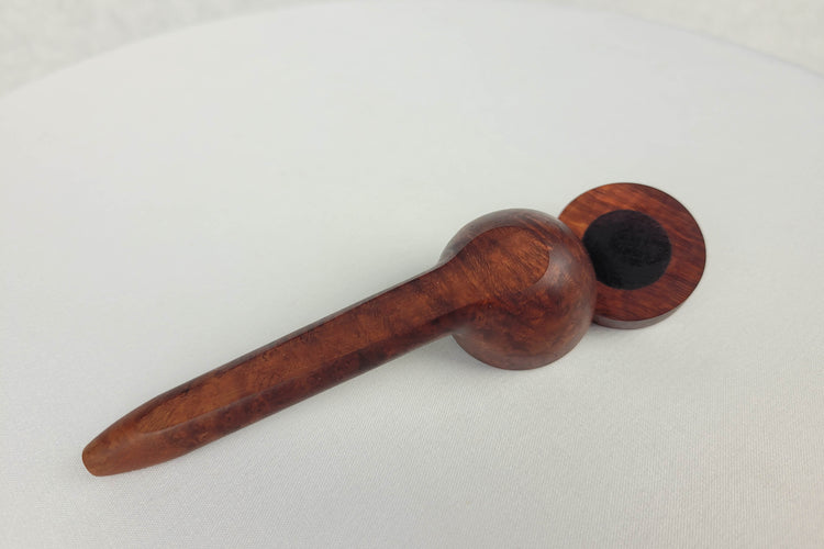 Slender Briarwood Small Bowl Smoking Pipe with Purpleheart Inlayed Cap