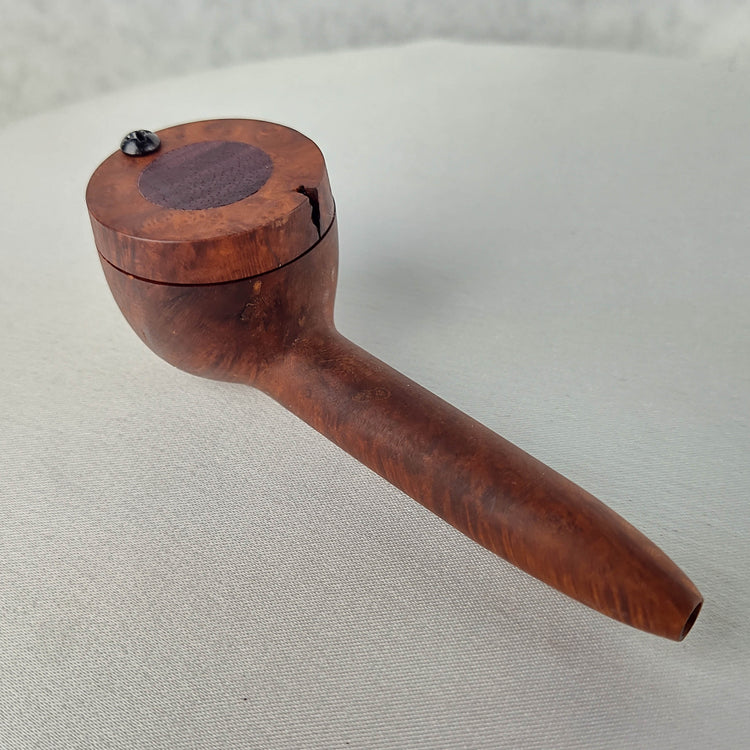 Briarwood Wide Bowl Smoking Pipe with Purpleheart Inlayed Cap