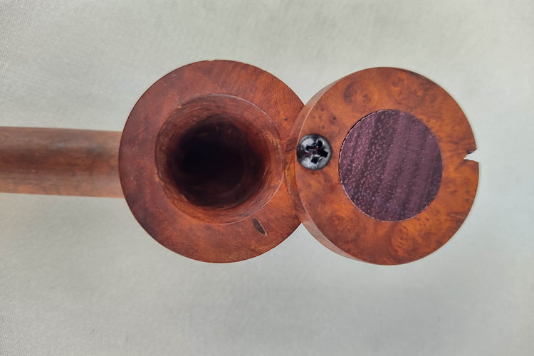 Briarwood Wide Bowl Smoking Pipe with Purpleheart Inlayed Cap