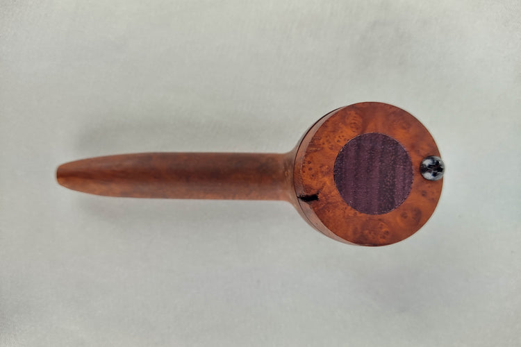 Briarwood Wide Bowl Smoking Pipe with Purpleheart Inlayed Cap