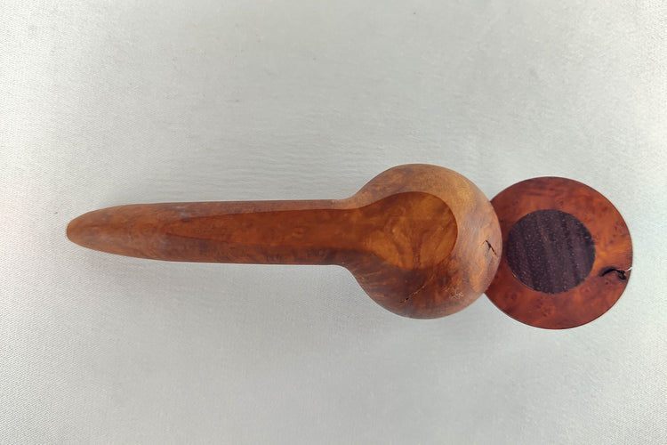 Briarwood Wide Bowl Smoking Pipe with Purpleheart Inlayed Cap