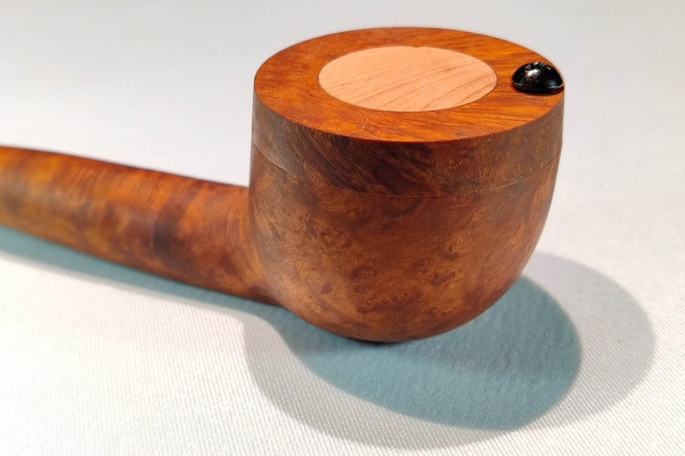 Briarwood Wide Bowl Smoking Pipe with Aromatic Red Cedar Inlayed Cap