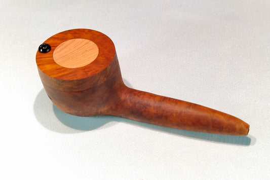 Briarwood Wide Bowl Smoking Pipe with Aromatic Red Cedar Inlayed Cap