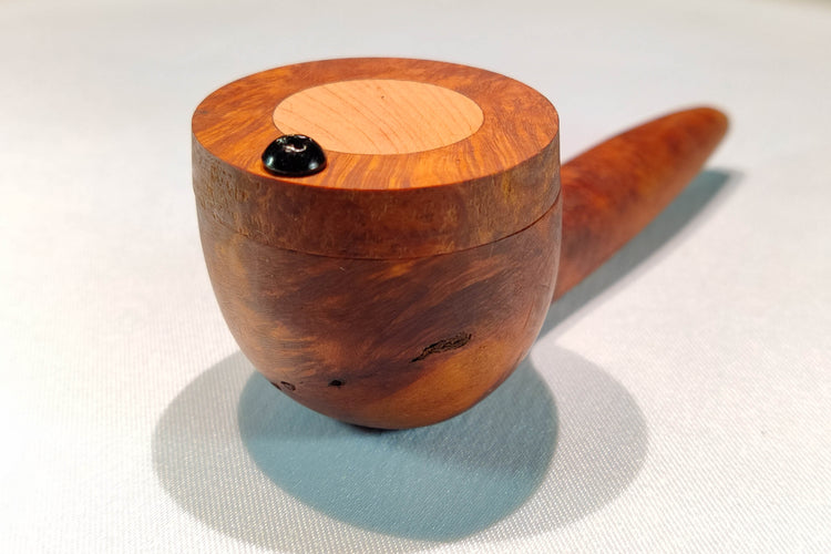 Briarwood Wide Bowl Smoking Pipe with Aromatic Red Cedar Inlayed Cap