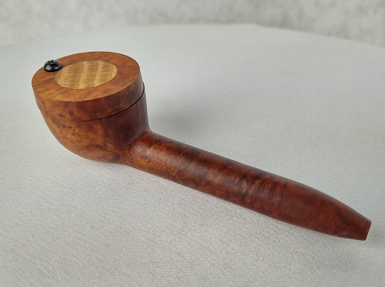 Slender Briarwood Smoking Pipe with Beechwood Inlayed Cap