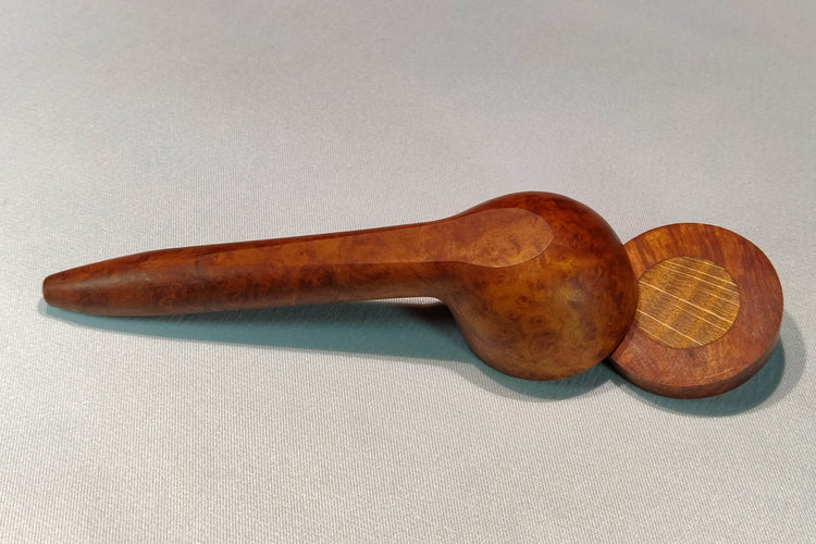 Slender Briarwood Smoking Pipe with Beechwood Inlayed Cap