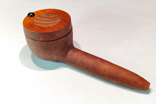 Briarwood Wide Bowl Smoking Pipe with Aromatic Red Cedar Inlayed Cap