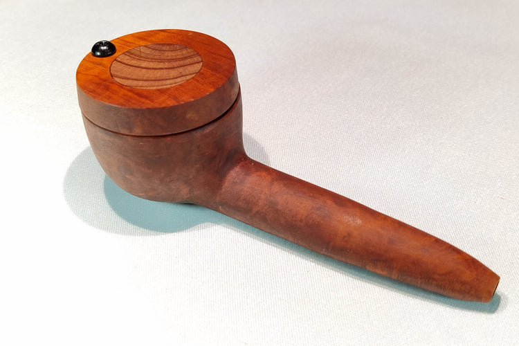 Briarwood Wide Bowl Smoking Pipe with Aromatic Red Cedar Inlayed Cap