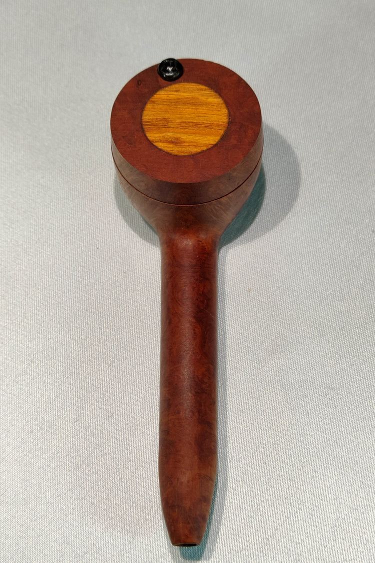 Slender Briarwood Smoking Pipe with Mahogany Inlayed Cap