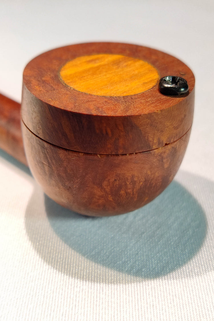 Slender Briarwood Smoking Pipe with Mahogany Inlayed Cap