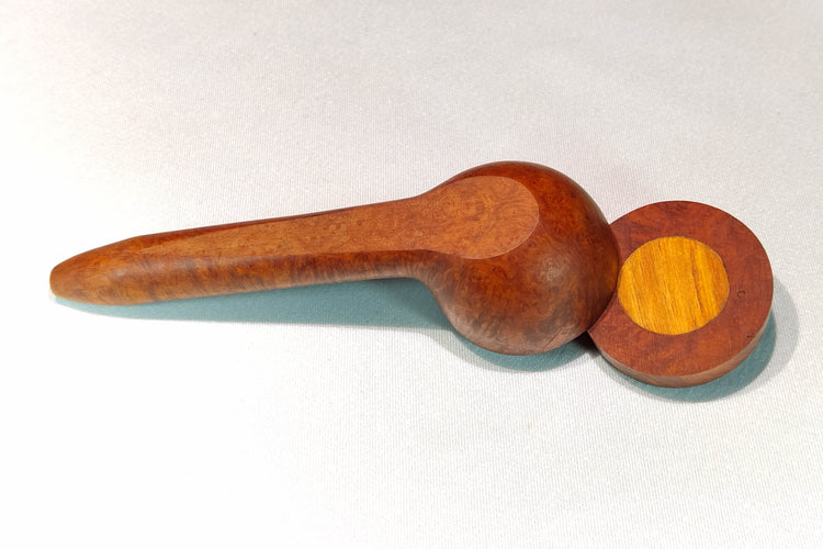 Slender Briarwood Smoking Pipe with Mahogany Inlayed Cap