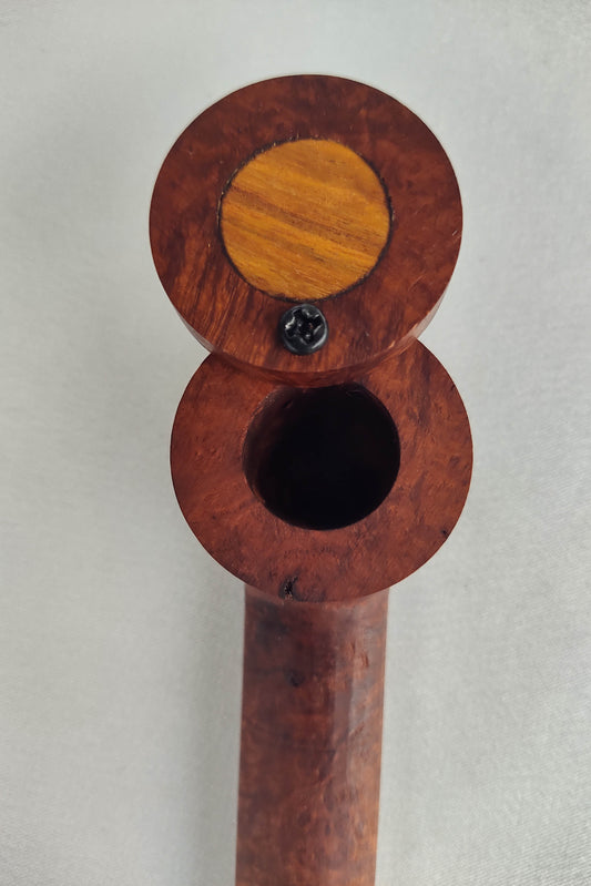 Briarwood Smoking Pipe with a Small Bowl and Mahogany Inlayed Cap