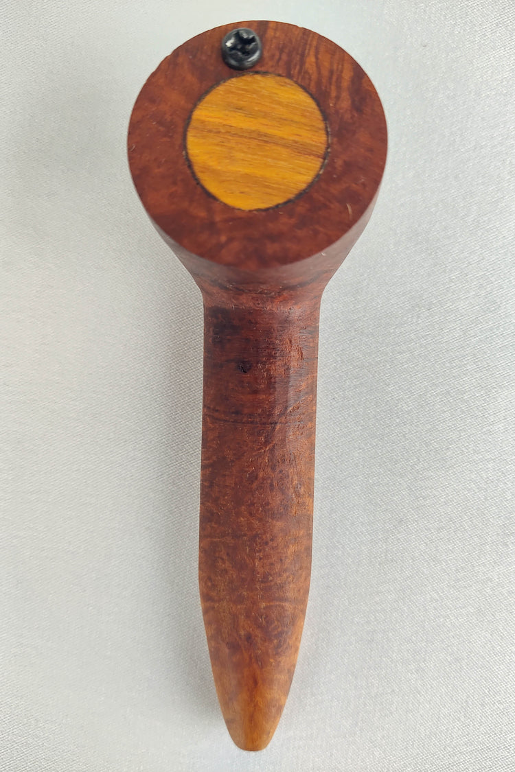 Briarwood Smoking Pipe with a Small Bowl and Mahogany Inlayed Cap