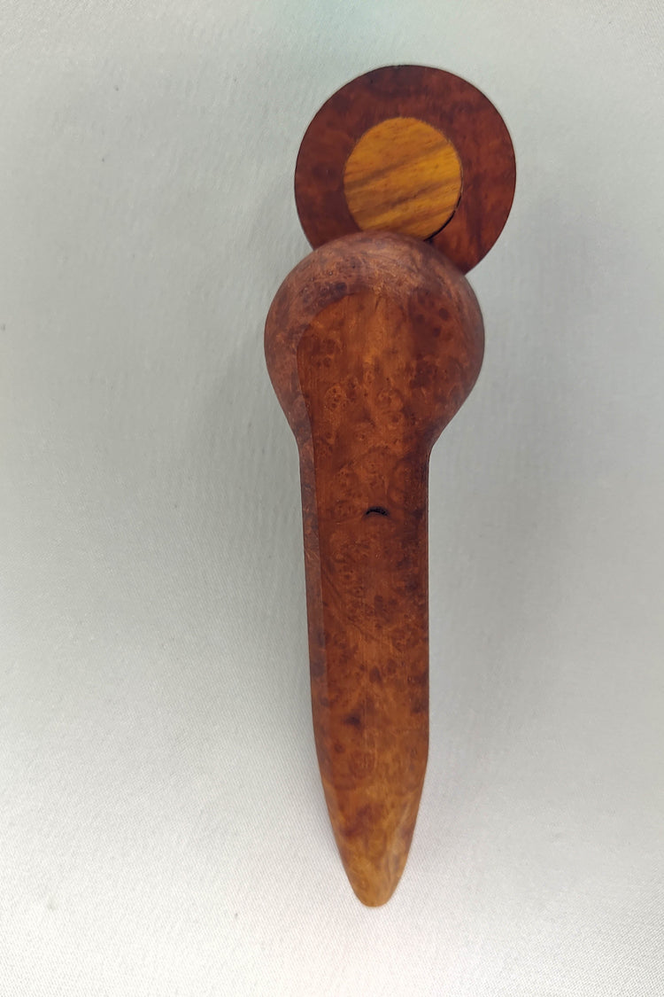 Briarwood Smoking Pipe with a Small Bowl and Mahogany Inlayed Cap