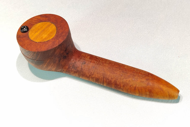 Briarwood Smoking Pipe with a Small Bowl and Mahogany Inlayed Cap