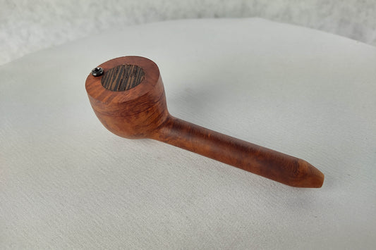 Slender, Small Bowl, Briarwood Smoking Pipe with a Wenge Inlayed Cap