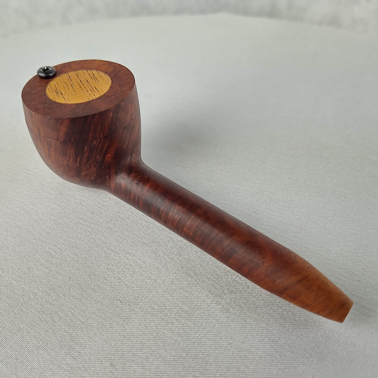 Slender Briarwood Smoking Pipe with Mahogany Inlayed Cap