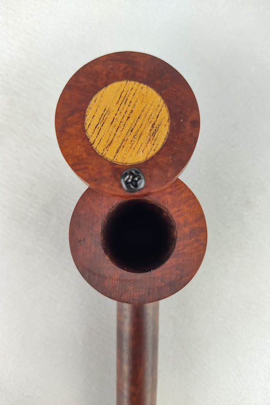 Slender Briarwood Smoking Pipe with Mahogany Inlayed Cap