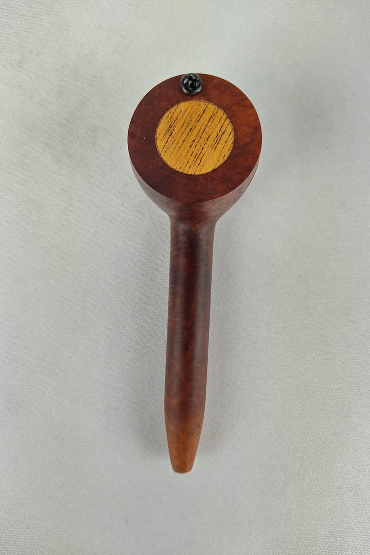 Slender Briarwood Smoking Pipe with Mahogany Inlayed Cap