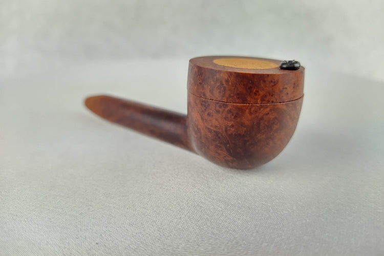 Slender Briarwood Smoking Pipe with Mahogany Inlayed Cap